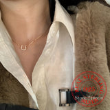 Sterling Silver Horseshoe Choker Necklace Pendant 14K Plated Wedding Jewelry