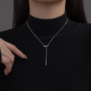 S925 Sterling Silver Knot Long Chain Necklace Pendant for Women