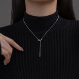 S925 Sterling Silver Knot Long Chain Necklace Pendant for Women