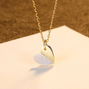 S925 Silver Heart Choker Necklace Pendant 14K Plated Jewelry Gift