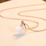 S925 Silver Heart Choker Necklace Pendant 14K Plated Jewelry Gift
