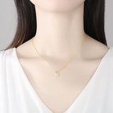 S925 Silver Heart Choker Necklace Pendant 14K Plated Jewelry Gift