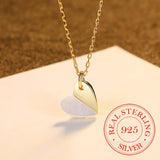 S925 Silver Heart Choker Necklace Pendant 14K Plated Jewelry Gift