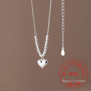 S925 Sterling Silver Love Heart Choker Necklace Pendant for Women