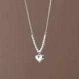 S925 Sterling Silver Love Heart Choker Necklace Pendant for Women