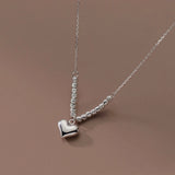 S925 Sterling Silver Love Heart Choker Necklace Pendant for Women
