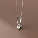 S925 Sterling Silver Love Heart Choker Necklace Pendant for Women