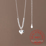 S925 Sterling Silver Love Heart Choker Necklace Pendant for Women