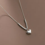 S925 Sterling Silver Love Heart Choker Necklace Pendant for Women