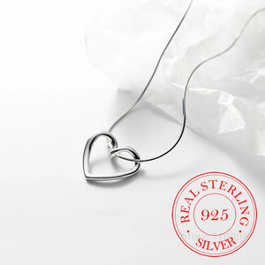 S925 Sterling Silver Heart Choker Necklace Pendant for Women