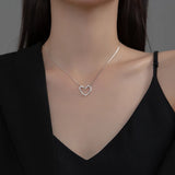 S925 Sterling Silver Heart Choker Necklace Pendant for Women