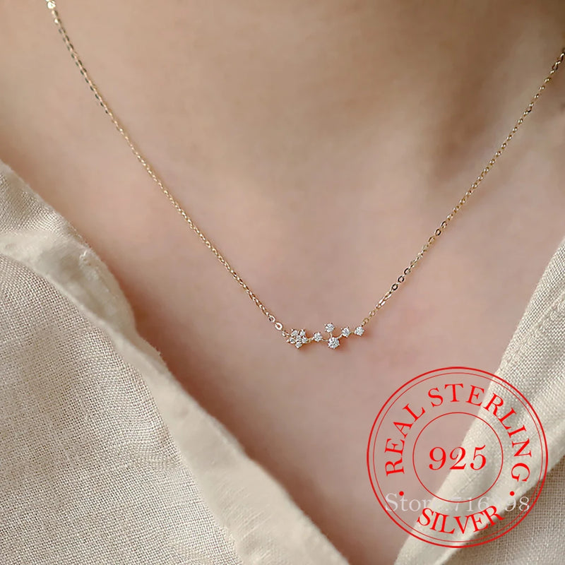 S925 Sterling Silver Love Star Choker Necklace Pendant for Women
