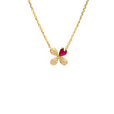 Sterling Silver Ruby Clover Choker Necklace Pendant 14K Plated