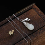 S925 Sterling Silver Hetian Jade Magnolia Lady Pendant