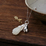 S925 Sterling Silver Hetian Jade Magnolia Lady Pendant