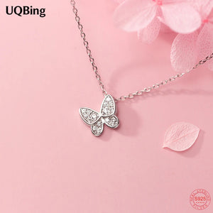 S925 Silver CZ Butterfly Wedding Pendant Necklace