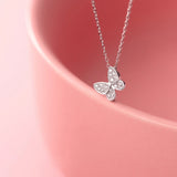 S925 Silver CZ Butterfly Wedding Pendant Necklace