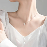 S925 Silver CZ Butterfly Wedding Pendant Necklace