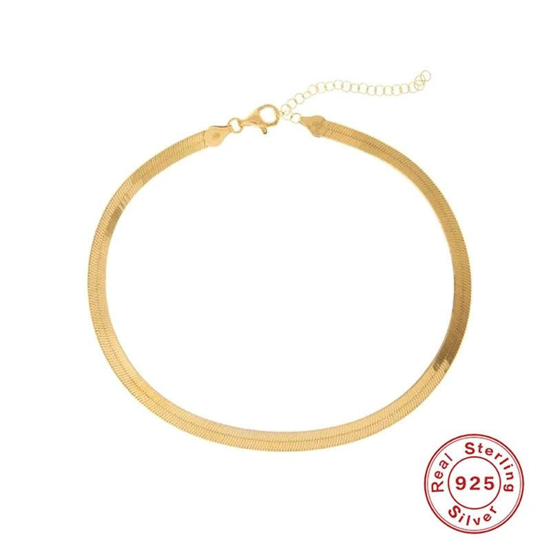 S925 Sterling Silver Collares Choker Necklace For Woman