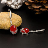 S925 Ruby Gemstone Earrings for Women Orecchini Silver 925 Jewelry