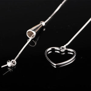 S925 Sterling Silver 13*17MM Heart-shaped Pendant Blank