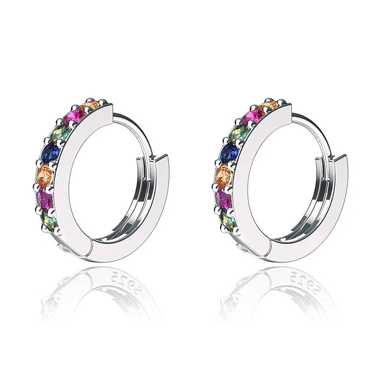 S925 Silver Colored Zirconia Round Diamond Ear Buckle