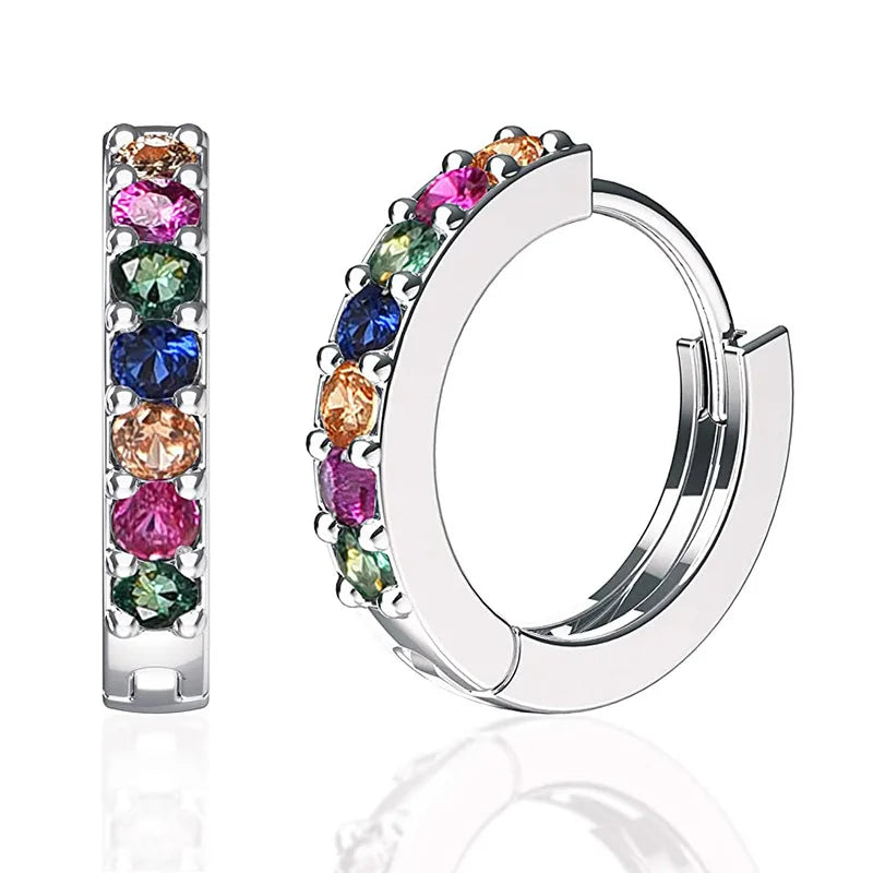 S925 Silver Colored Zirconia Round Diamond Ear Buckle