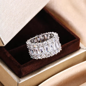 Colorful Big Band Ring with Zircon Stone for Women