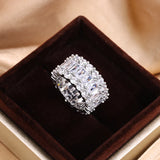 Colorful Big Band Ring with Zircon Stone for Women