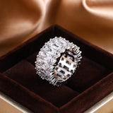 Colorful Big Band Ring with Zircon Stone for Women