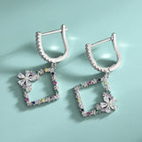 S925 Sterling Silver Coloured Square Earrings European And American Style