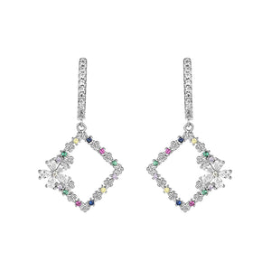 S925 Sterling Silver Coloured Square Earrings European And American Style