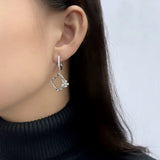 S925 Sterling Silver Coloured Square Earrings European And American Style