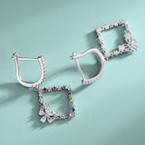 S925 Sterling Silver Coloured Square Earrings European And American Style