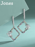 S925 Sterling Silver Coloured Square Earrings European And American Style