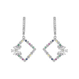 S925 Sterling Silver Coloured Square Earrings European And American Style