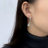S925 Sterling Silver Coloured Square Earrings European And American Style