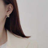 S925 Silver Concave-convex Pearl Earrings Hollow Tri Studs