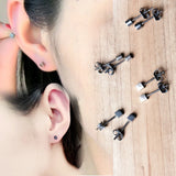 S925 Sterling Silver Uninlaid Small Earrings Oxidation Men Women