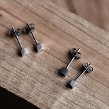 S925 Sterling Silver Uninlaid Small Earrings Oxidation Men Women