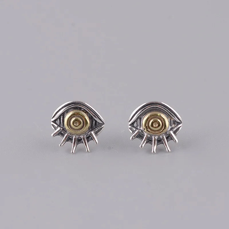 S925 Sterling Silver Copper Eye Stud Earrings