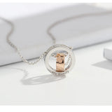 S925 Sterling Silver Couple Necklace Double Circle Pendant Set Chain