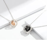 S925 Sterling Silver Couple Necklace Double Circle Pendant Set Chain