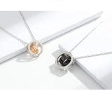 S925 Sterling Silver Couple Necklace Double Circle Pendant Set Chain