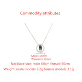 S925 Sterling Silver Couple Necklace Double Circle Pendant Set Chain