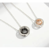 S925 Sterling Silver Couple Necklace Double Circle Pendant Set Chain