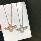 S925 Sterling Silver Angel Wing Necklace Clavicle Chain