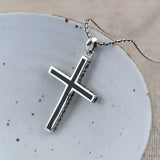 S925 Silver Cross Pendant Oil Drop Christian Jewelry