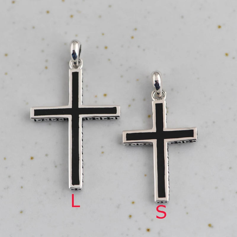 S925 Silver Cross Pendant Oil Drop Christian Jewelry