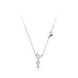 Sterling Silver Crystal Butterfly Choker Necklace Pendant 14K Plated